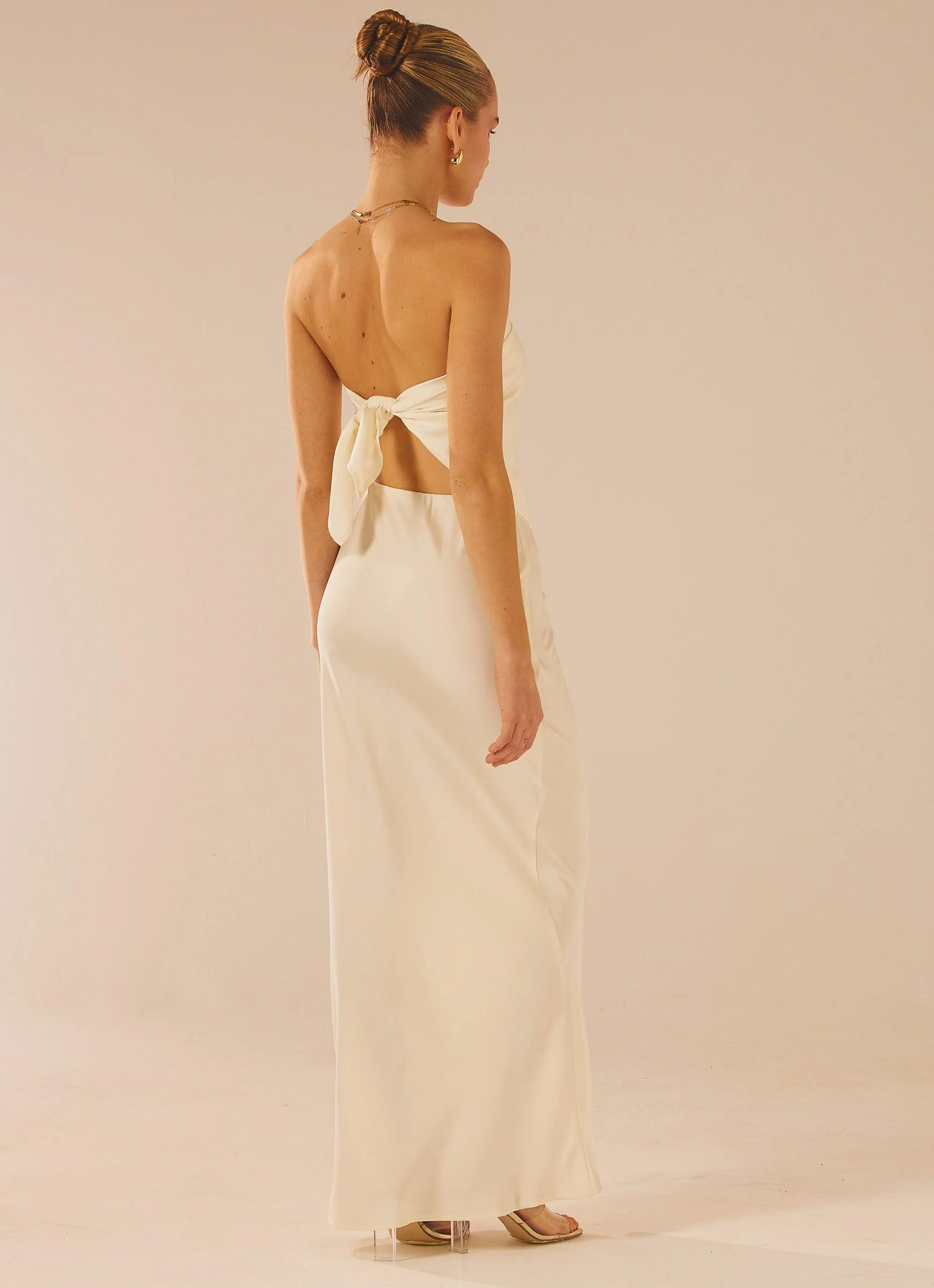 Aria Satin Maxi Skirt - Pearl - Image 6