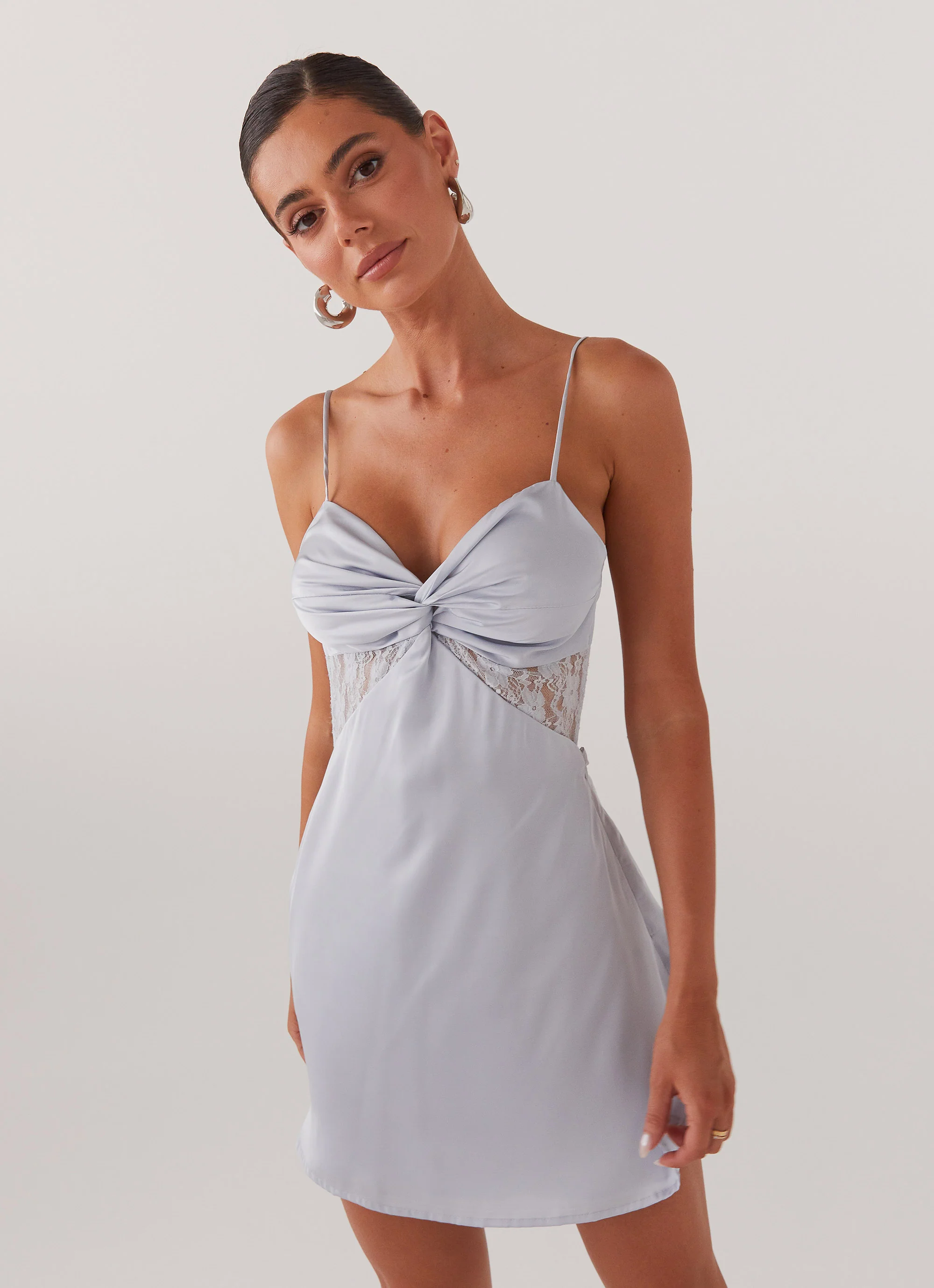 Ayla Satin Mini Dress - Arctic Blue - Image 6