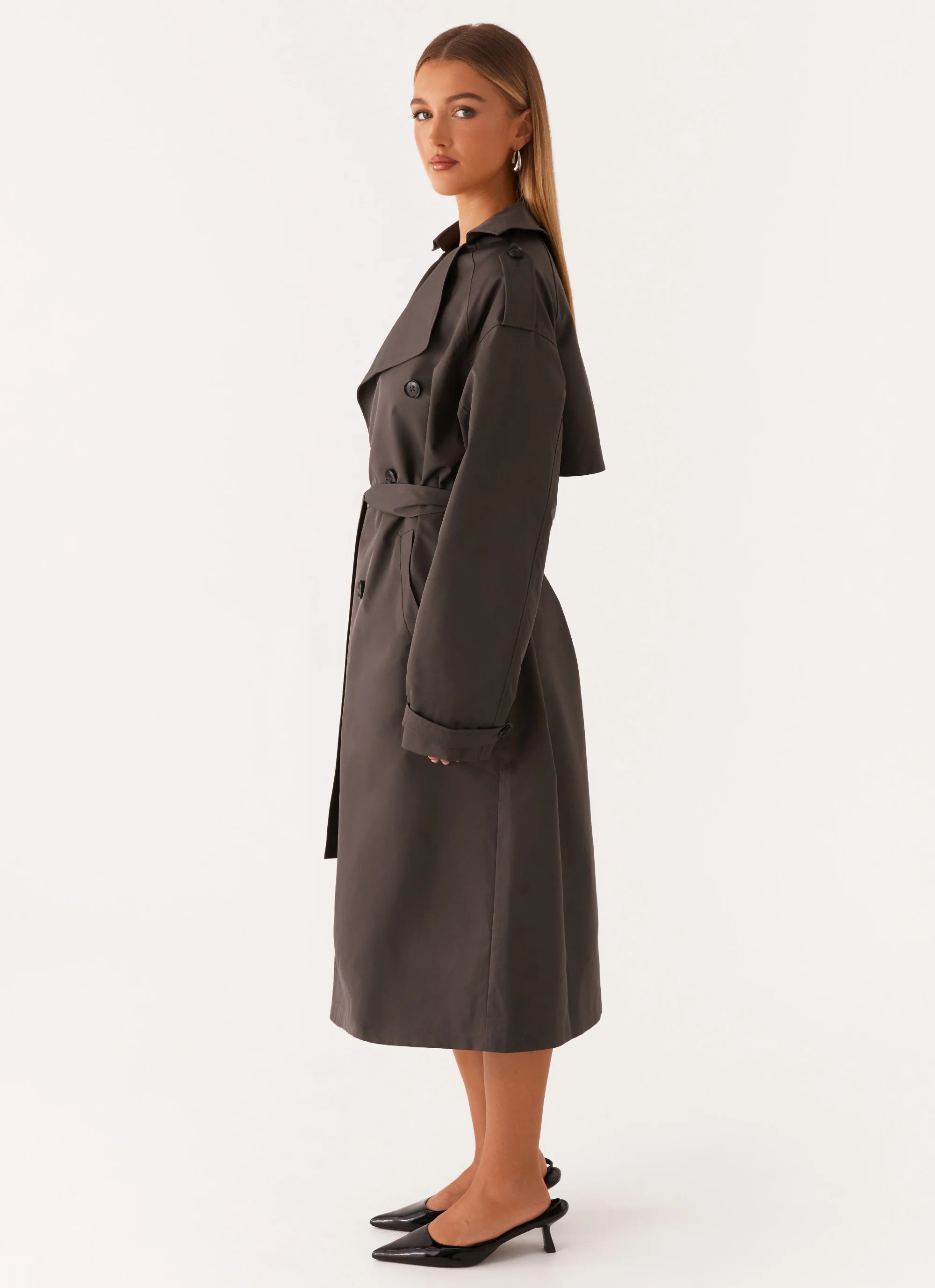 Brighton Oversized Trench Coat - Grey - Image 3