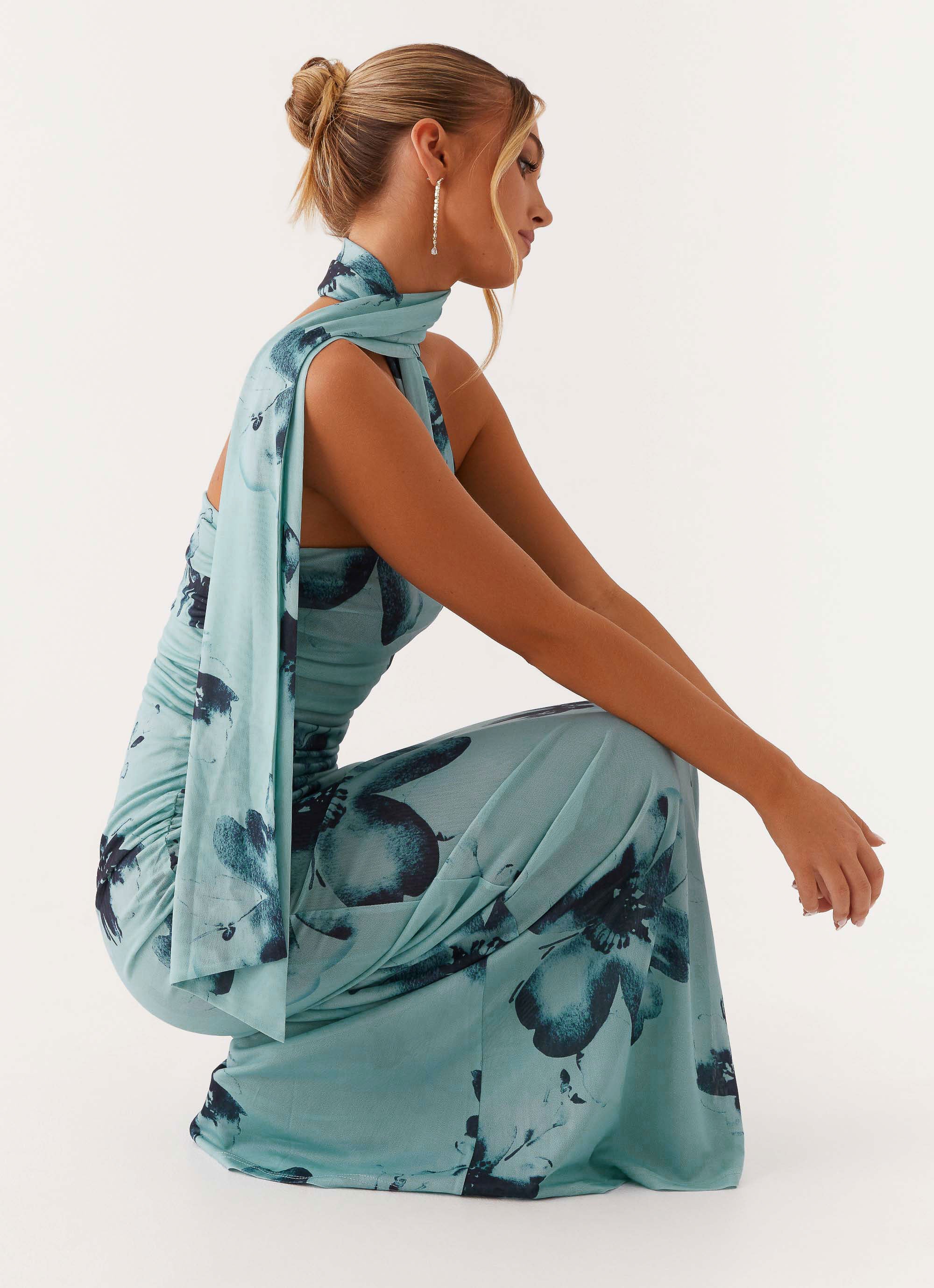 Songbird Maxi Dress - Blue Black Floral - Image 5